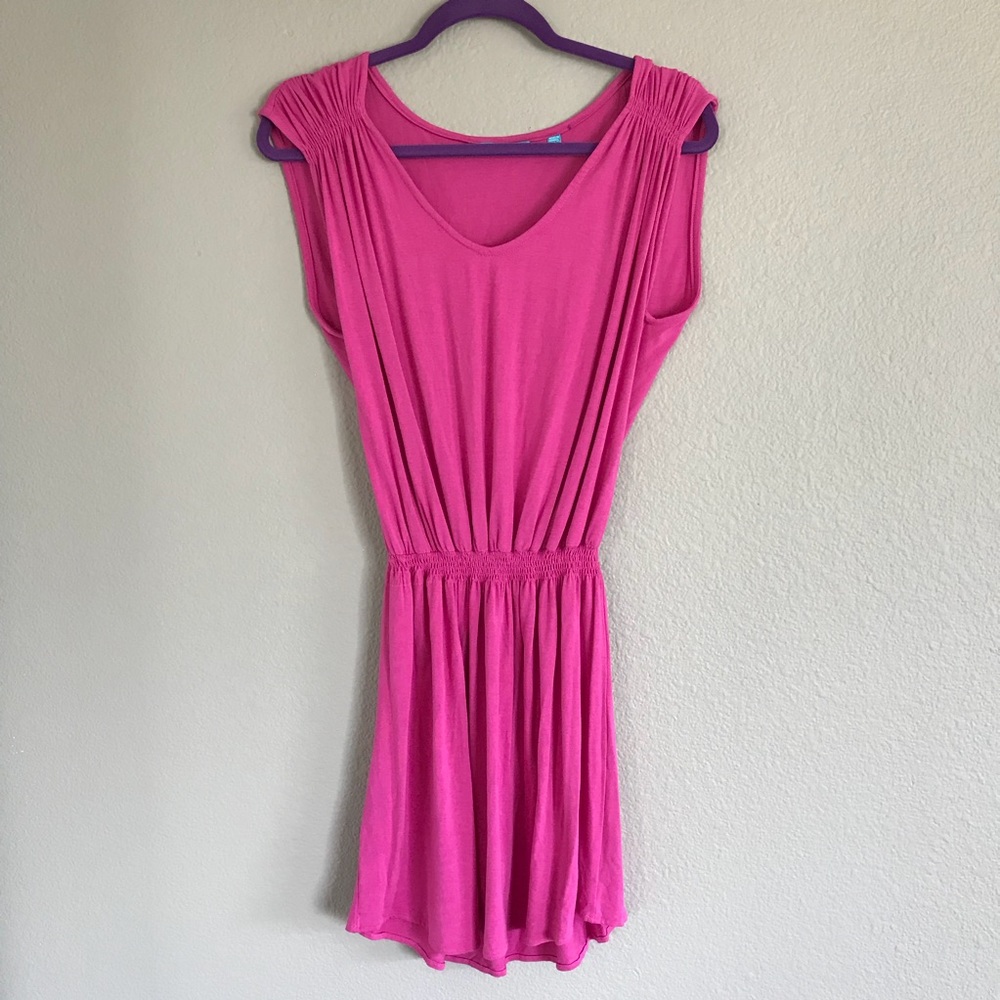 Tori Richard Honolulu Hot Pink Elastic Waist Dress Size M
